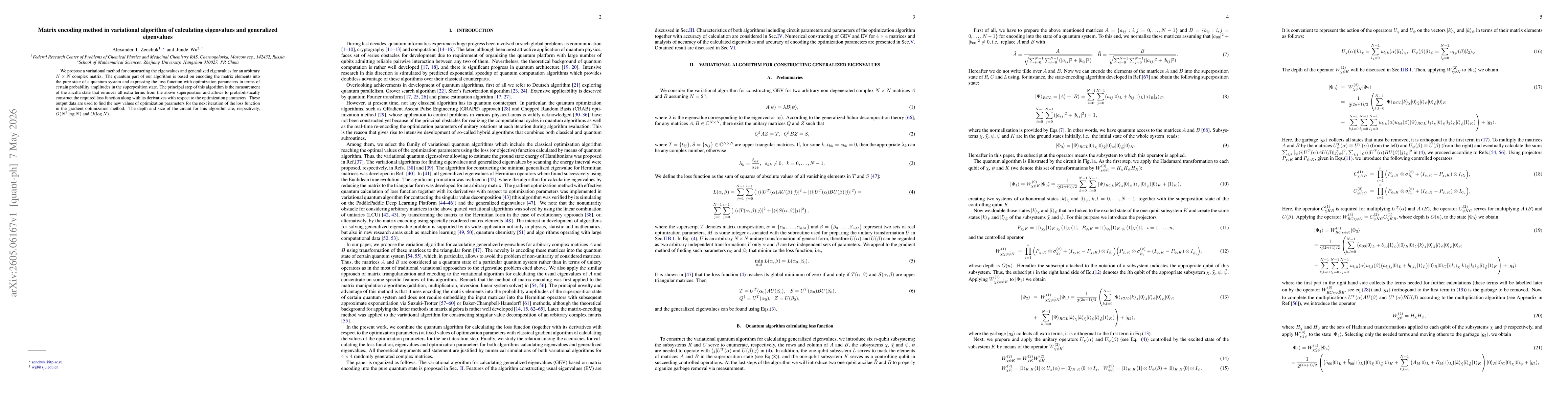 Thumbnail for Matrix encoding method in variational algorithm of calculating eigenvalues and generalized eigenvalues