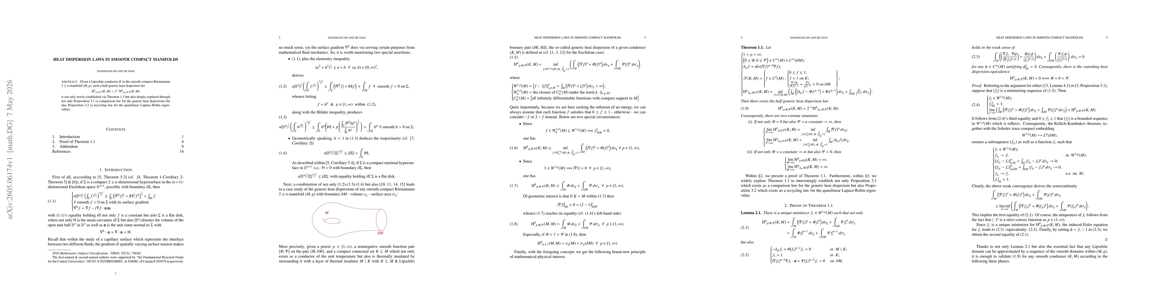 Thumbnail for Heat dispersion laws in smooth compact manifolds