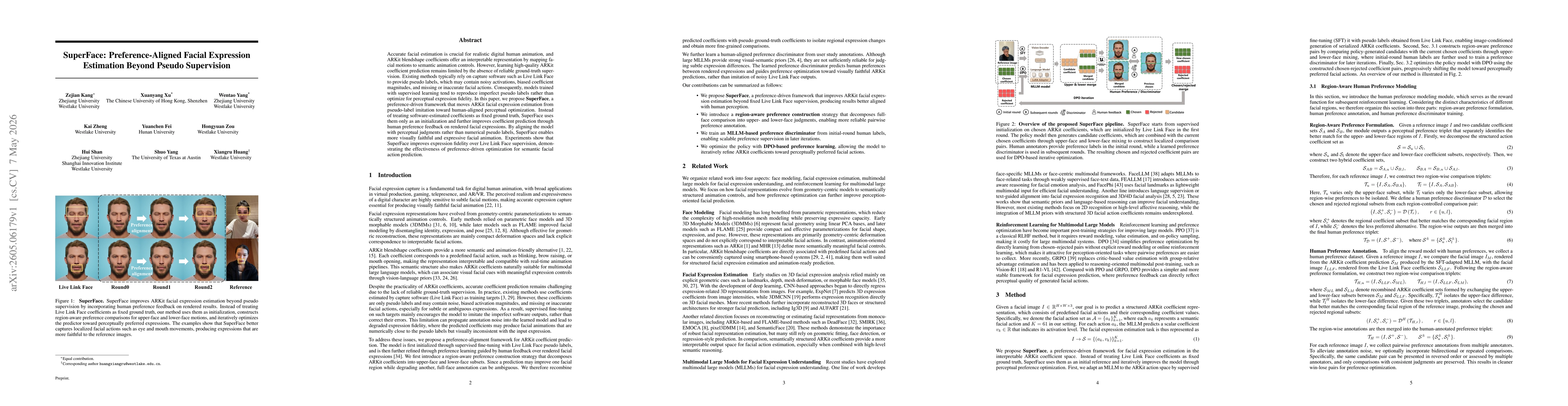 Thumbnail for SuperFace: Preference-Aligned Facial Expression Estimation Beyond Pseudo Supervision