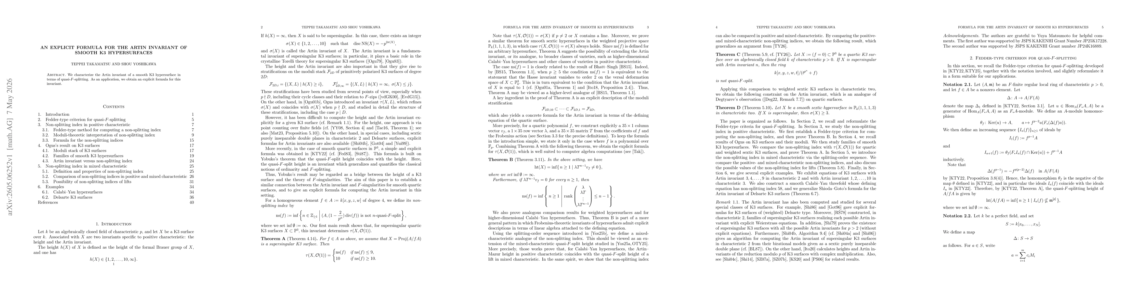 Thumbnail for An explicit formula for the Artin invariant of smooth K3 hypersurfaces