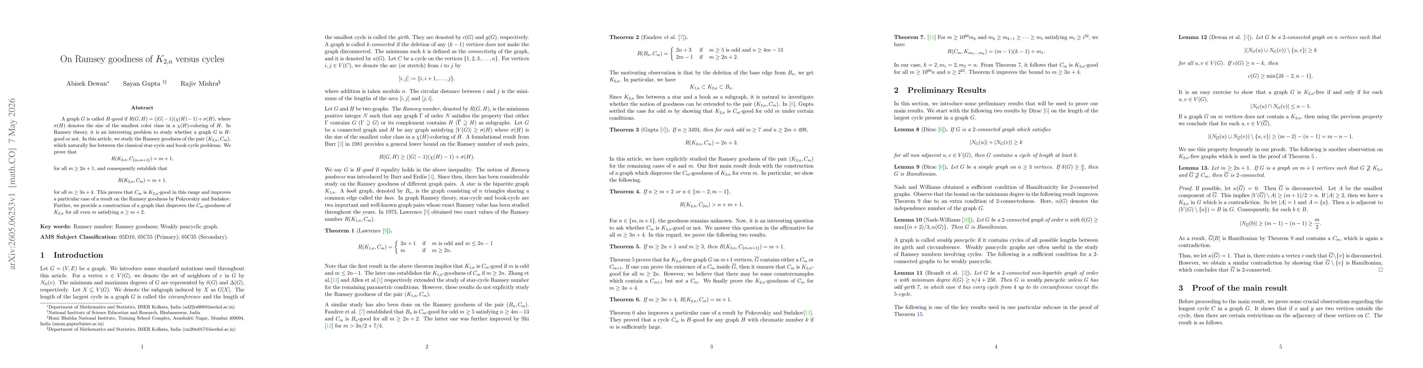 Thumbnail for On Ramsey goodness of $K_{2,n}$ versus cycles