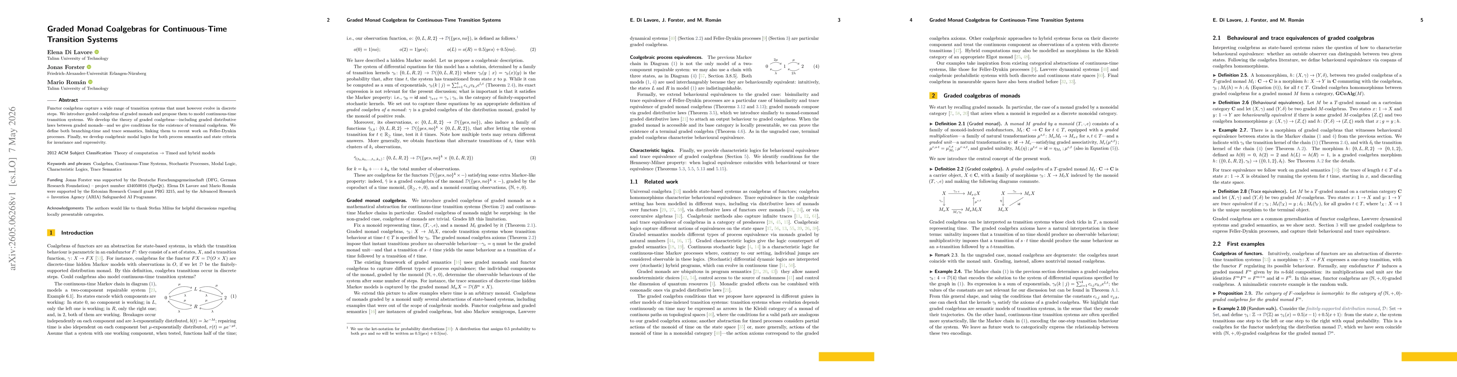 Thumbnail for Graded Monad Coalgebras for Continuous-Time Transition Systems
