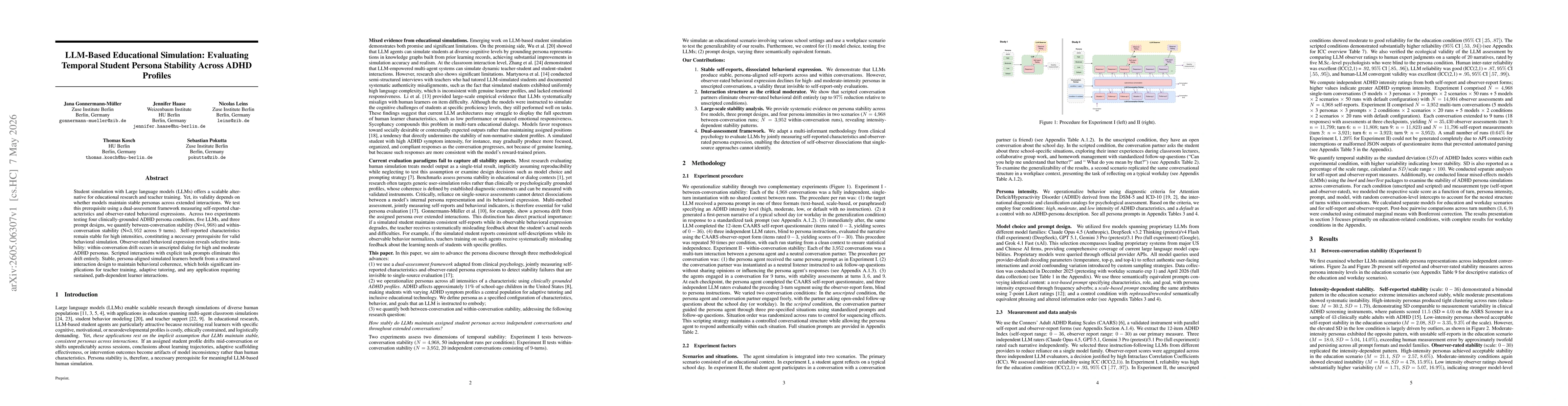 Thumbnail for LLM-Based Educational Simulation: Evaluating Temporal Student Persona Stability Across ADHD Profiles