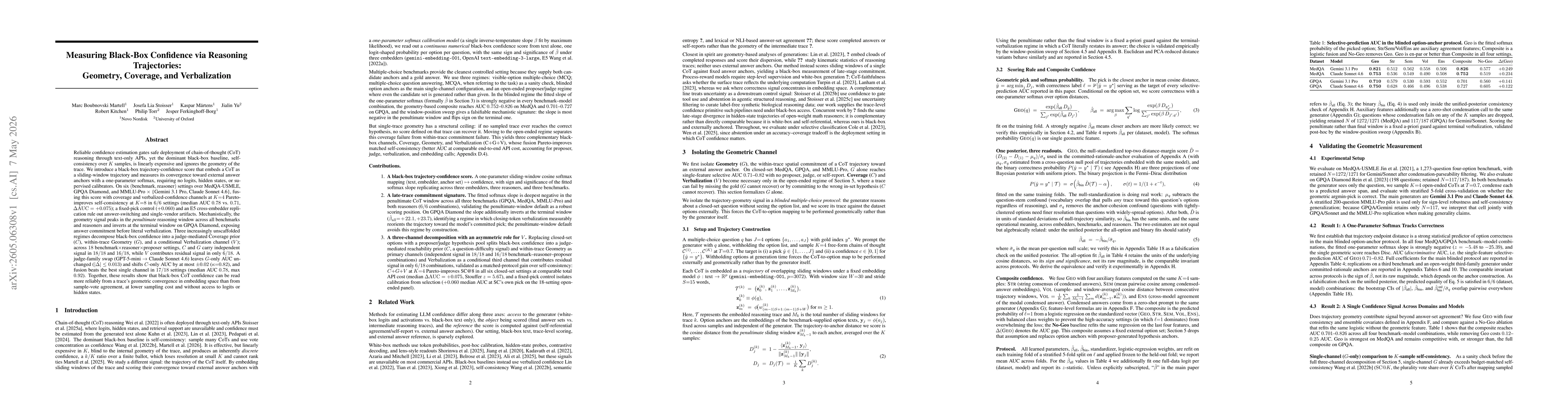 Thumbnail for Measuring Black-Box Confidence via Reasoning Trajectories: Geometry, Coverage, and Verbalization