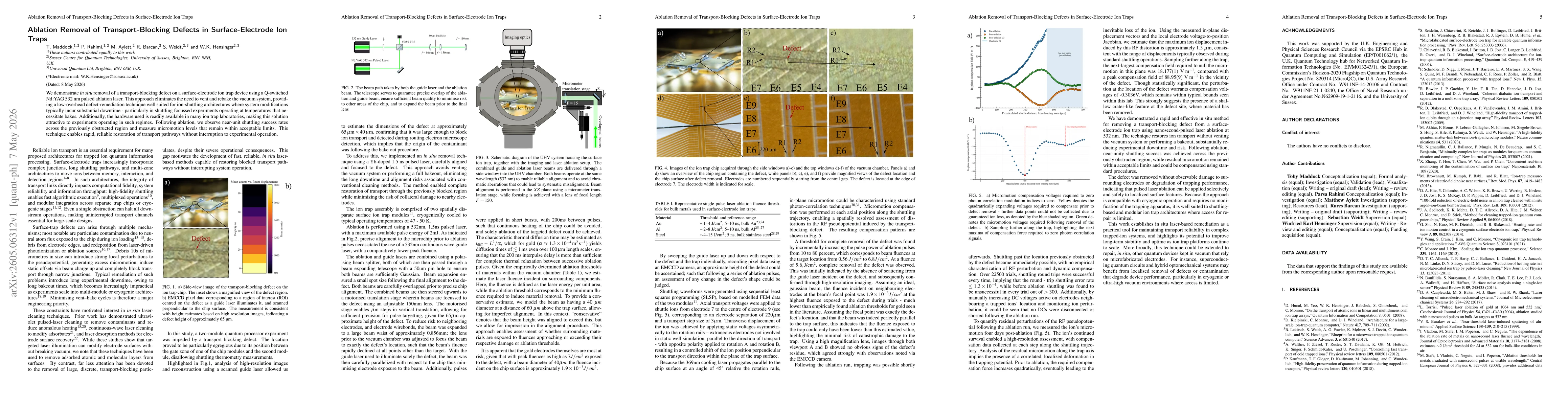 Thumbnail for Ablation Removal of Transport-Blocking Defects in Surface-Electrode Ion Traps