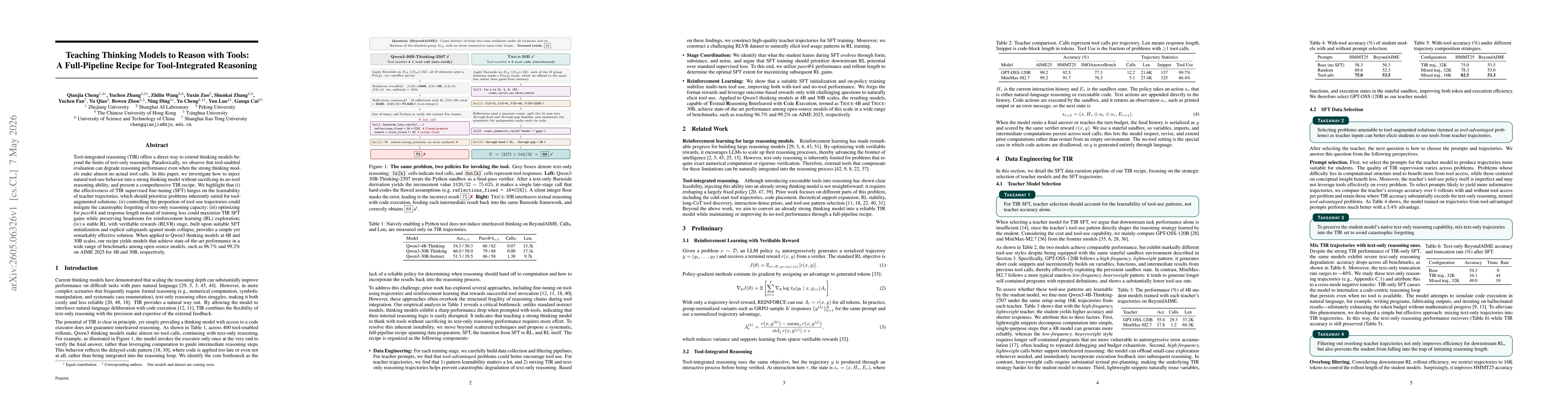 Thumbnail for Teaching Thinking Models to Reason with Tools: A Full-Pipeline Recipe for Tool-Integrated Reasoning