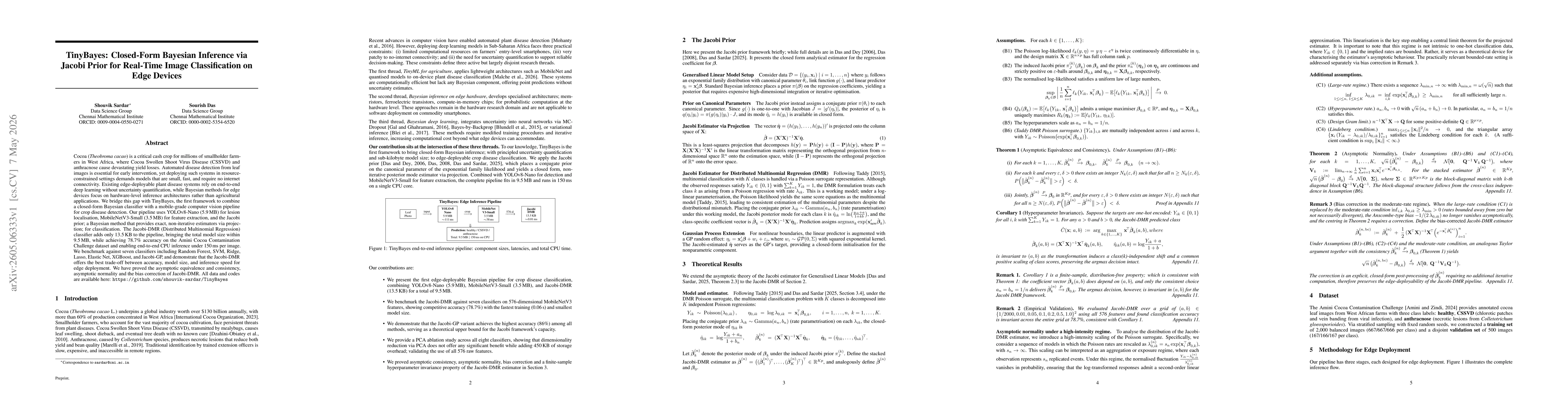 Thumbnail for TinyBayes: Closed-Form Bayesian Inference via Jacobi Prior for Real-Time Image Classification on Edge Devices