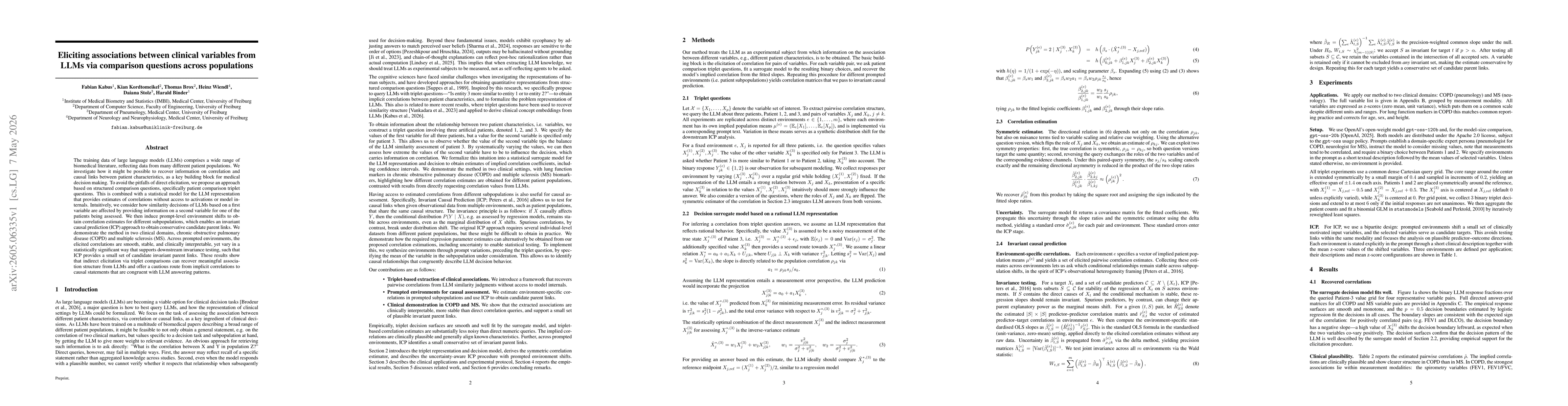 Thumbnail for Eliciting associations between clinical variables from LLMs via comparison questions across populations