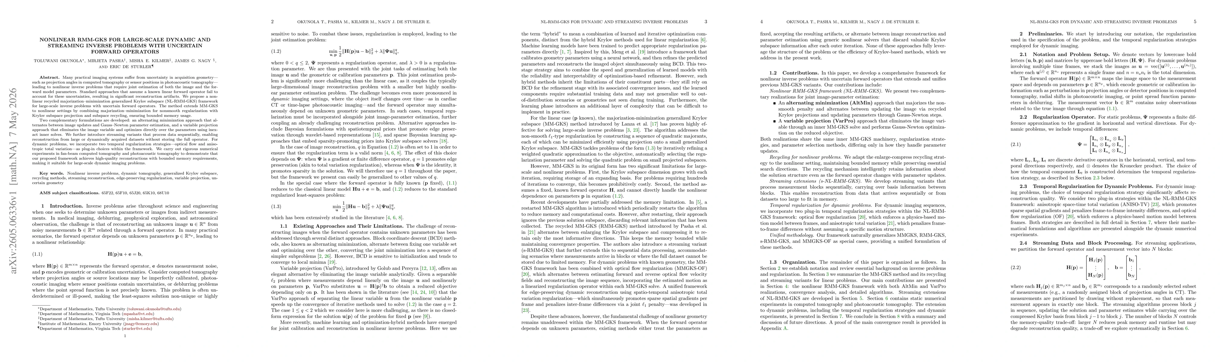 Thumbnail for Nonlinear RMM-GKS for Large-Scale Dynamic and Streaming Inverse Problems with Uncertain Forward Operators