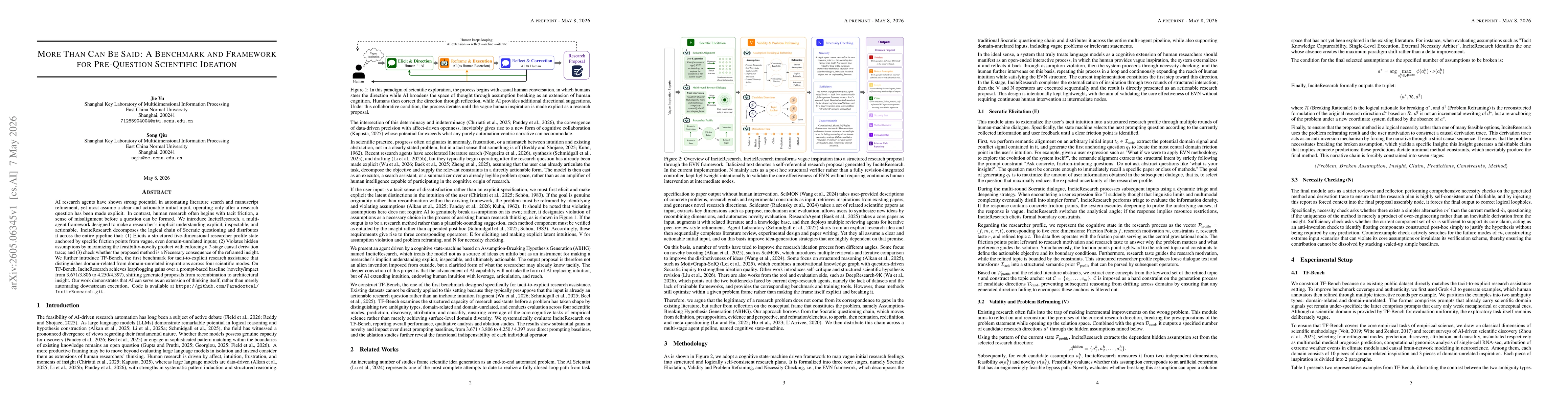 Thumbnail for More Than Can Be Said: A Benchmark and Framework for Pre-Question Scientific Ideation