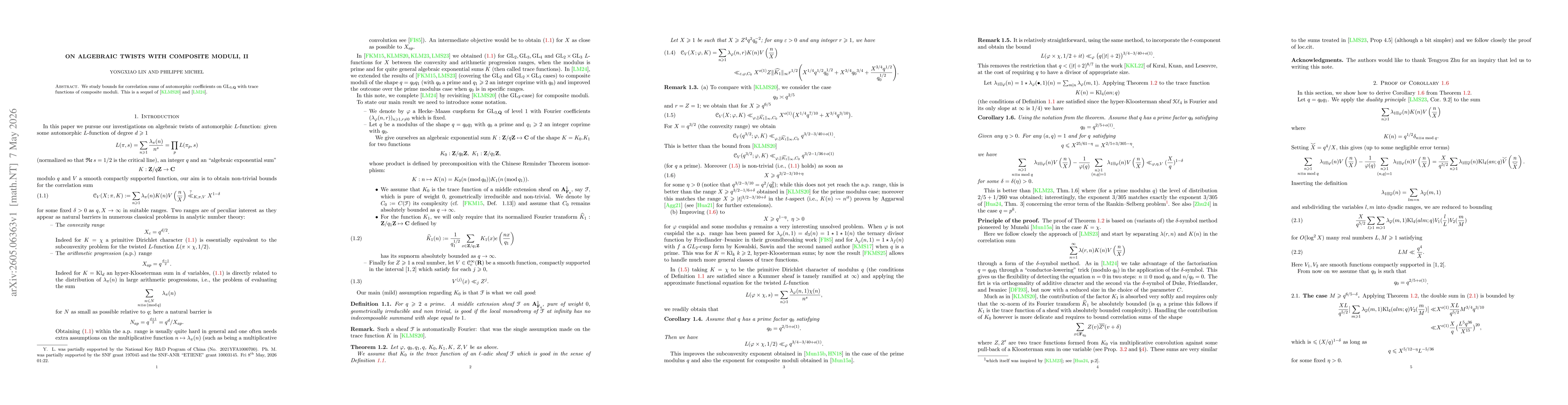 Thumbnail for On algebraic twists with composite moduli, II