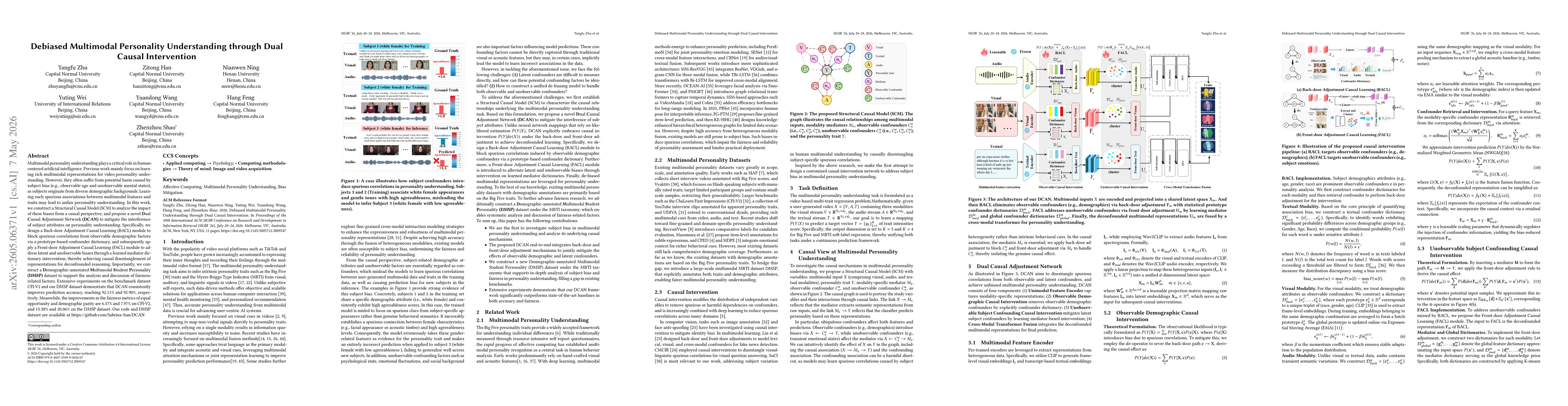 Thumbnail for Debiased Multimodal Personality Understanding through Dual Causal Intervention