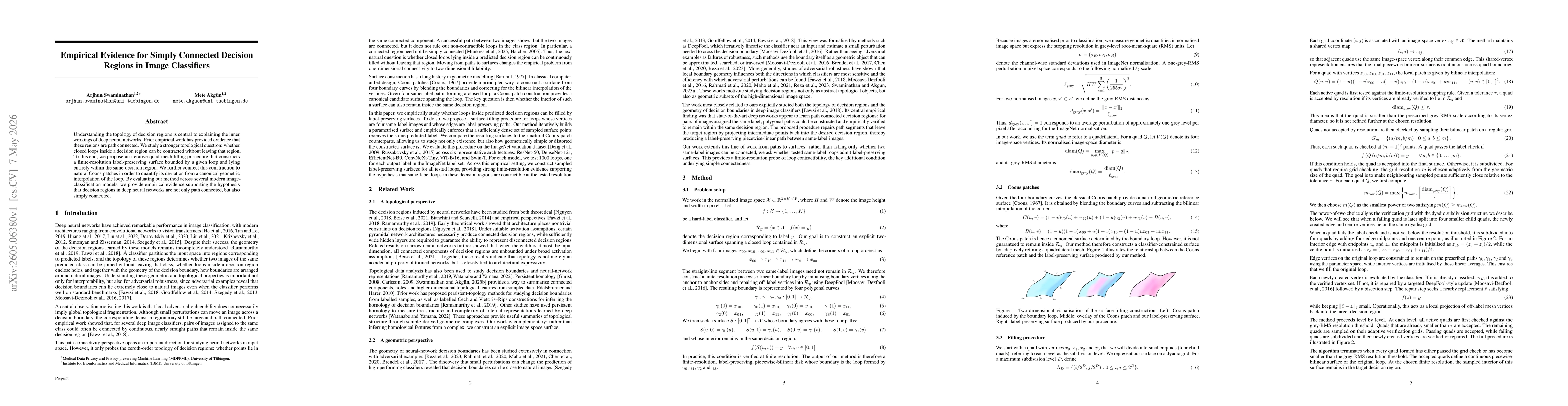 Thumbnail for Empirical Evidence for Simply Connected Decision Regions in Image Classifiers