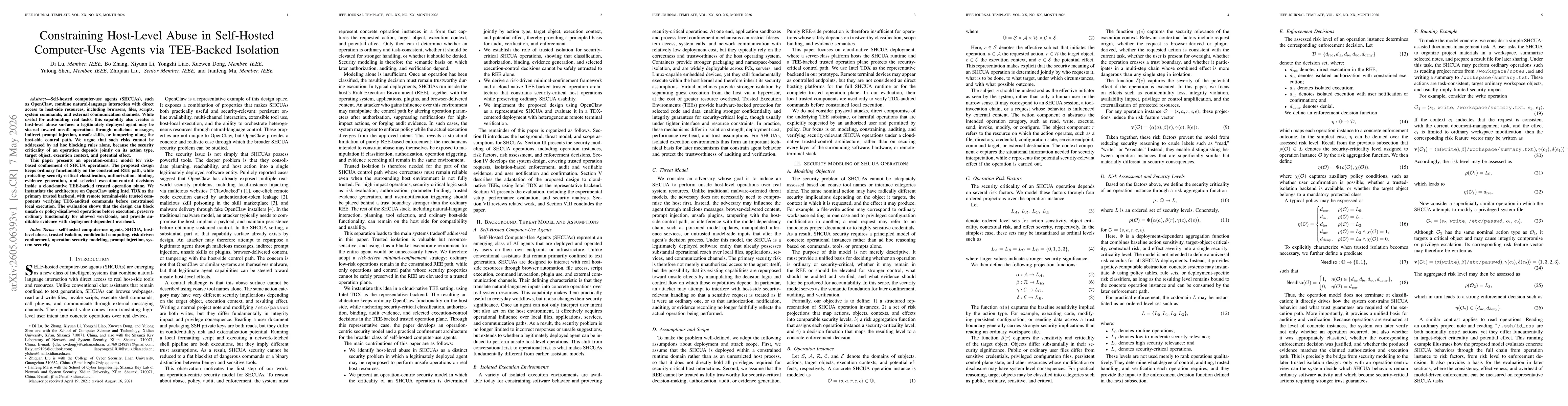 Thumbnail for Constraining Host-Level Abuse in Self-Hosted Computer-Use Agents via TEE-Backed Isolation