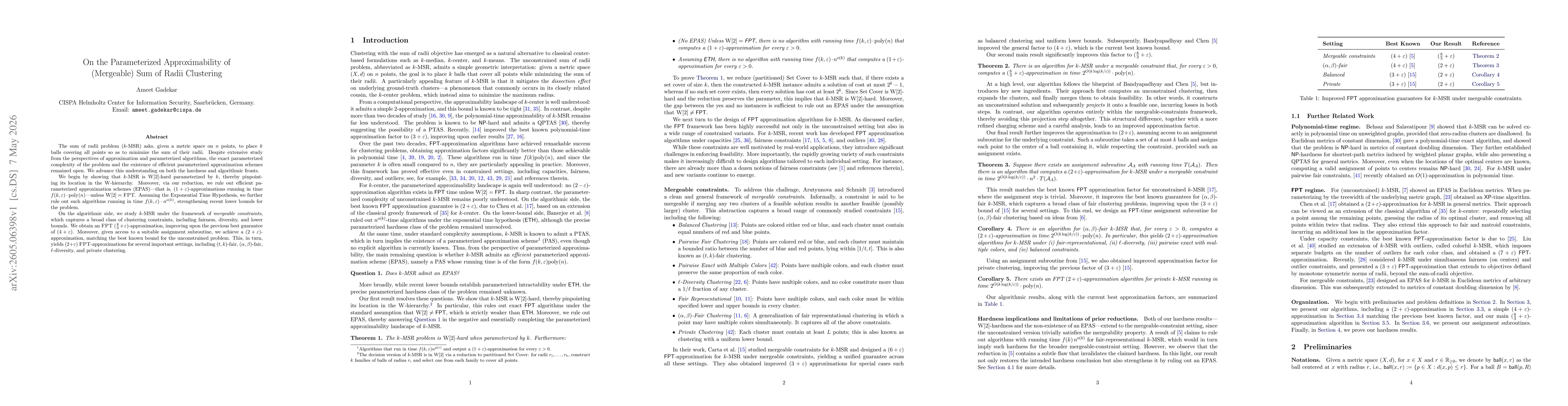 Thumbnail for On the Parameterized Approximability of (Mergeable) Sum of Radii Clustering