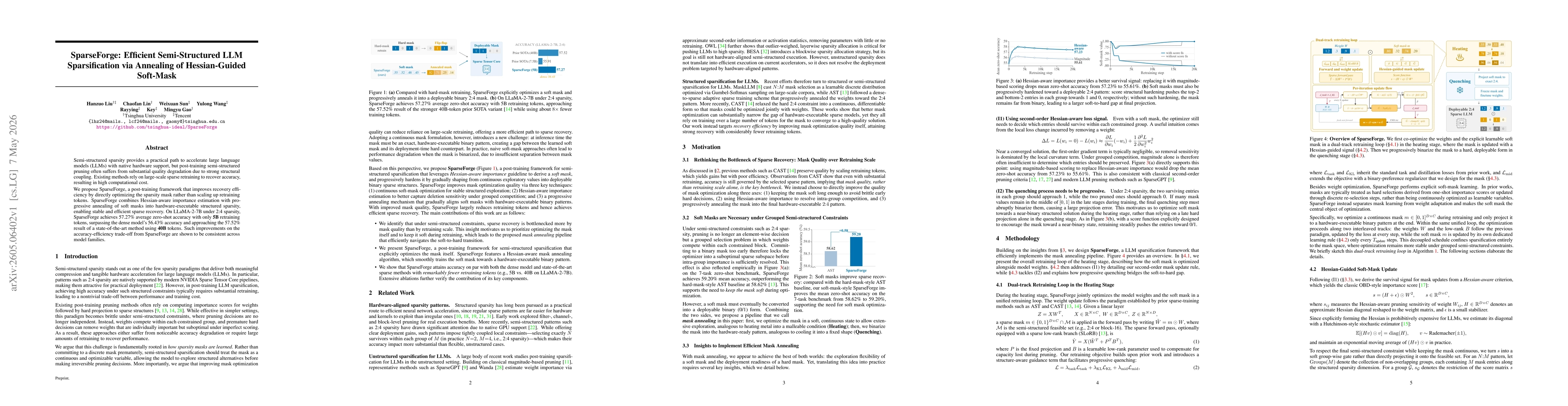 Thumbnail for SparseForge: Efficient Semi-Structured LLM Sparsification via Annealing of Hessian-Guided Soft-Mask