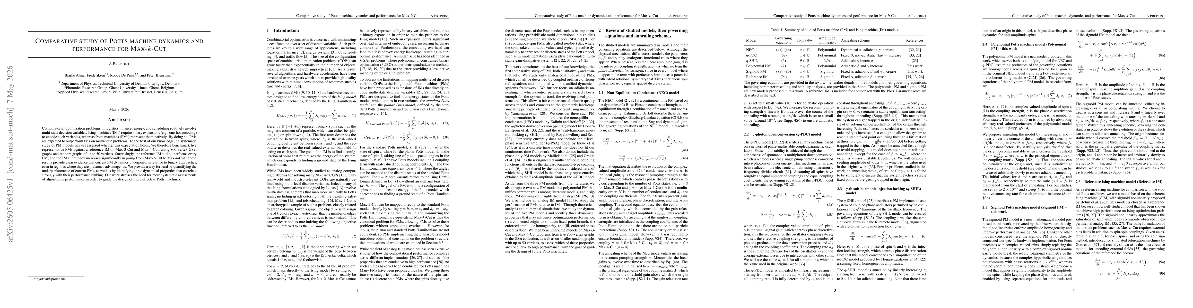 Thumbnail for Comparative Study of Potts Machine Dynamics and Performance for Max-k-Cut