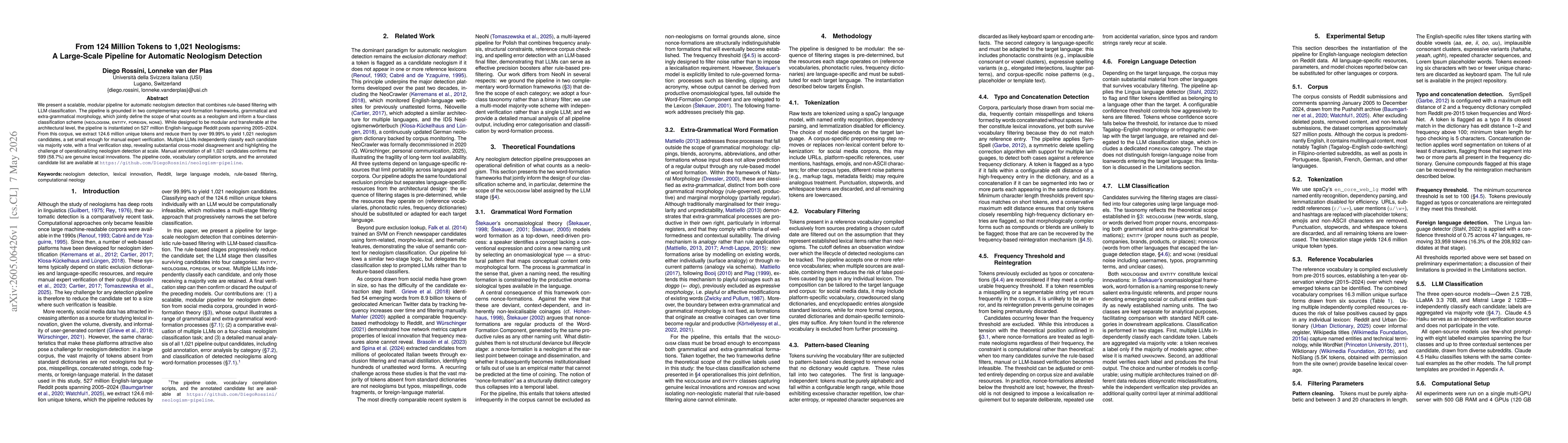 Thumbnail for From 124 Million Tokens to 1,021 Neologisms: A Large-Scale Pipeline for Automatic Neologism Detection