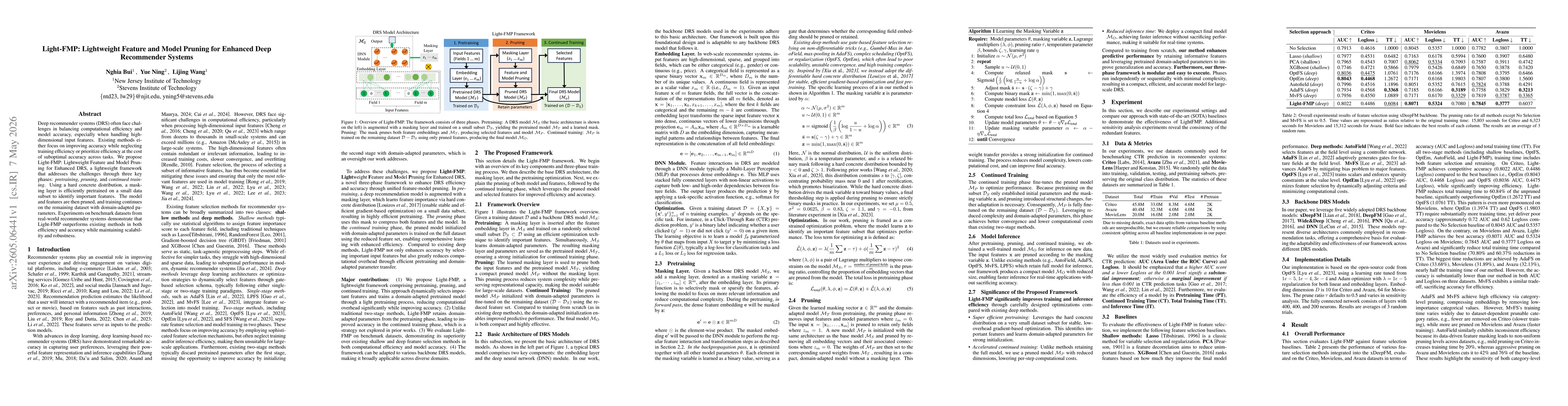 Thumbnail for Light-FMP: Lightweight Feature and Model Pruning for Enhanced Deep Recommender Systems