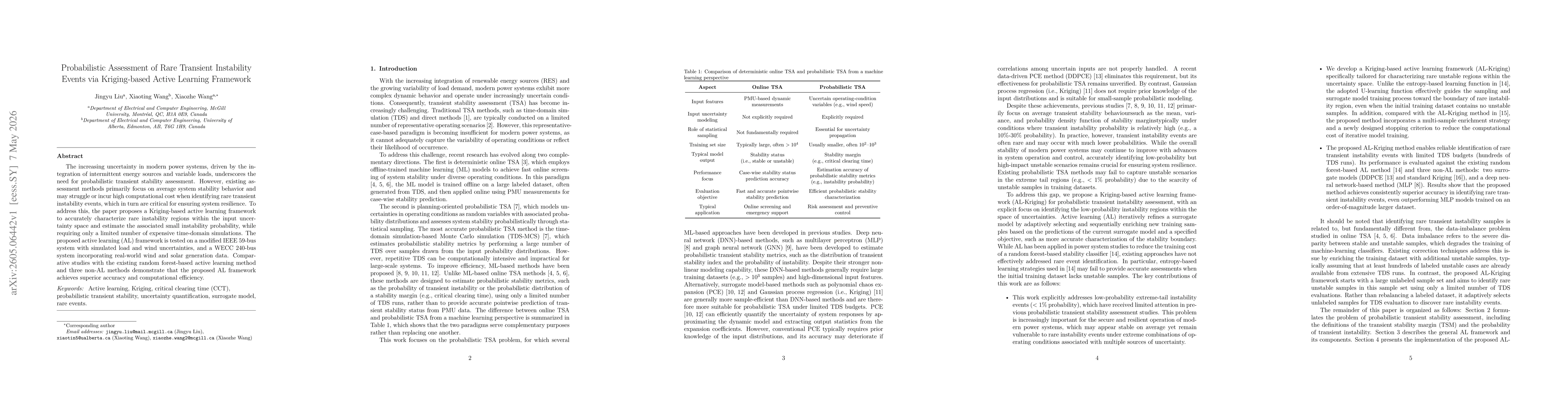 Thumbnail for Probabilistic Assessment of Rare Transient Instability Events via Kriging-based Active Learning Framework