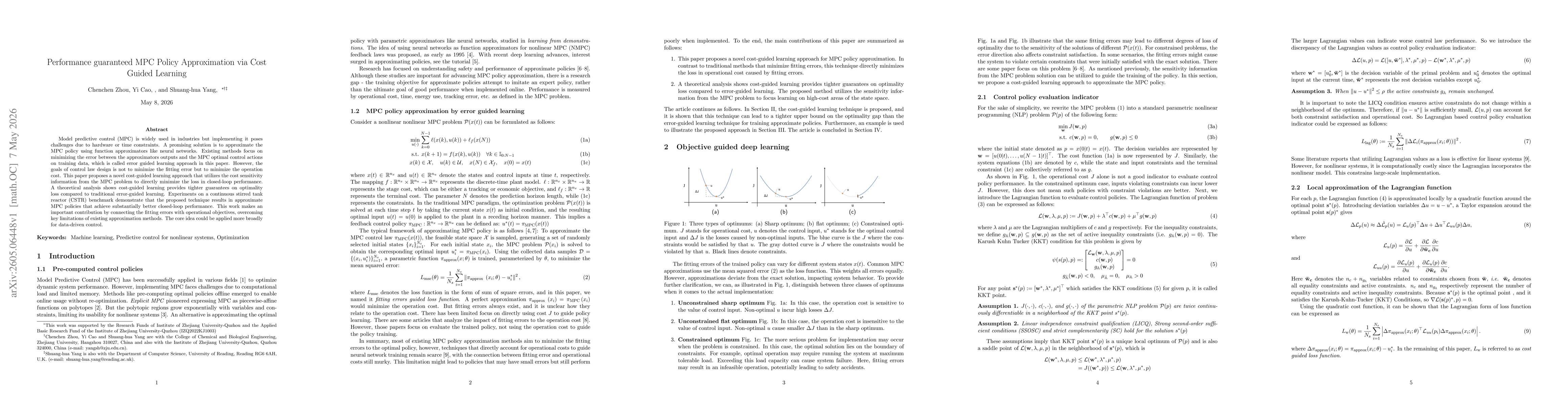 Thumbnail for Performance guaranteed MPC Policy Approximation via Cost Guided Learning