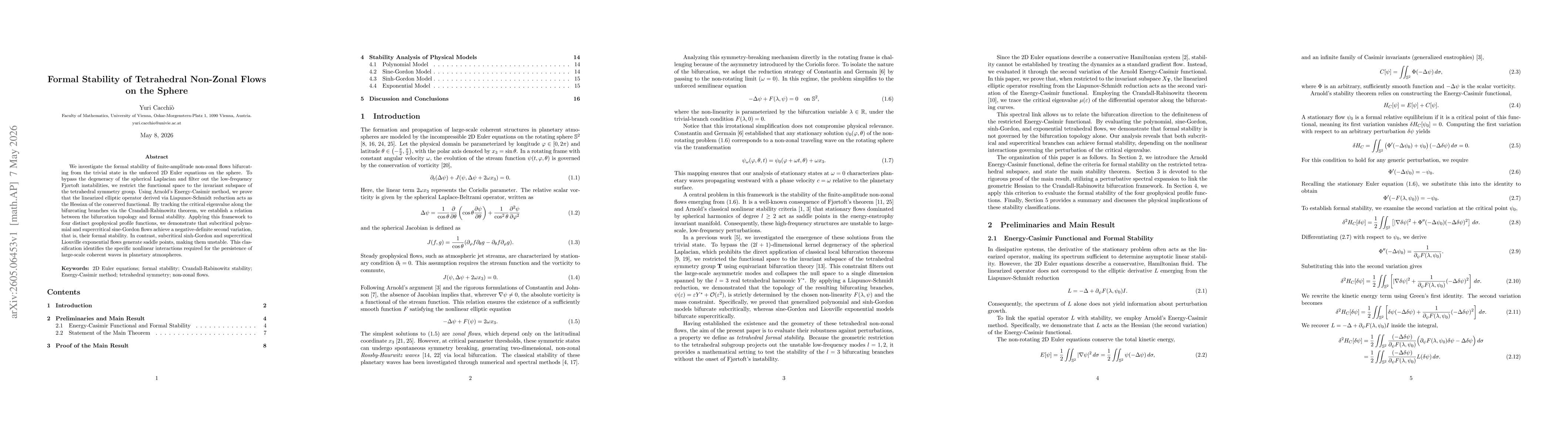 Thumbnail for Formal Stability of Tetrahedral Non-Zonal Flows on the Sphere