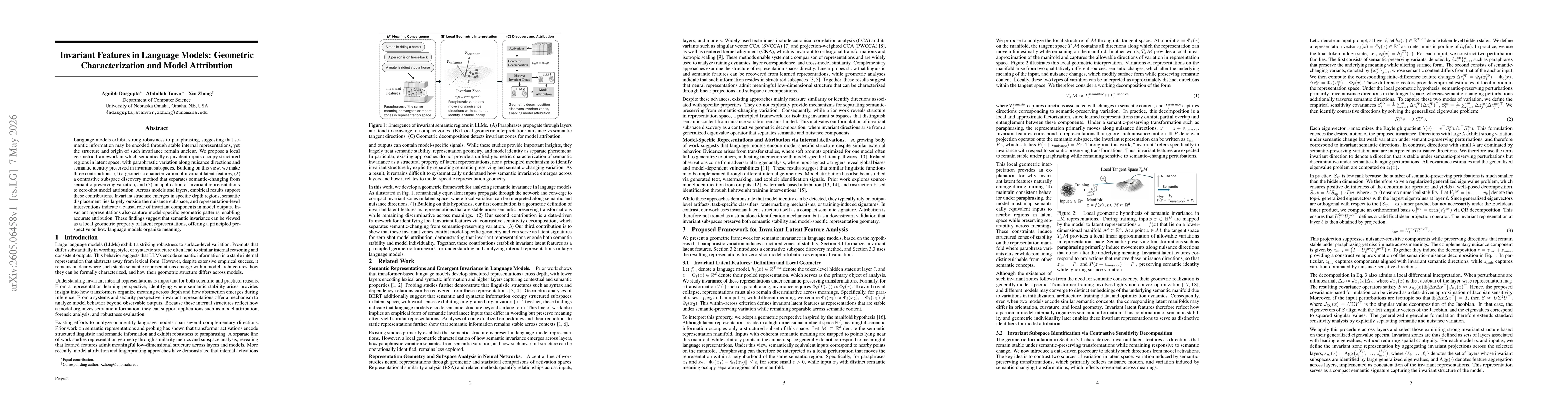 Thumbnail for Invariant Features in Language Models: Geometric Characterization and Model Attribution