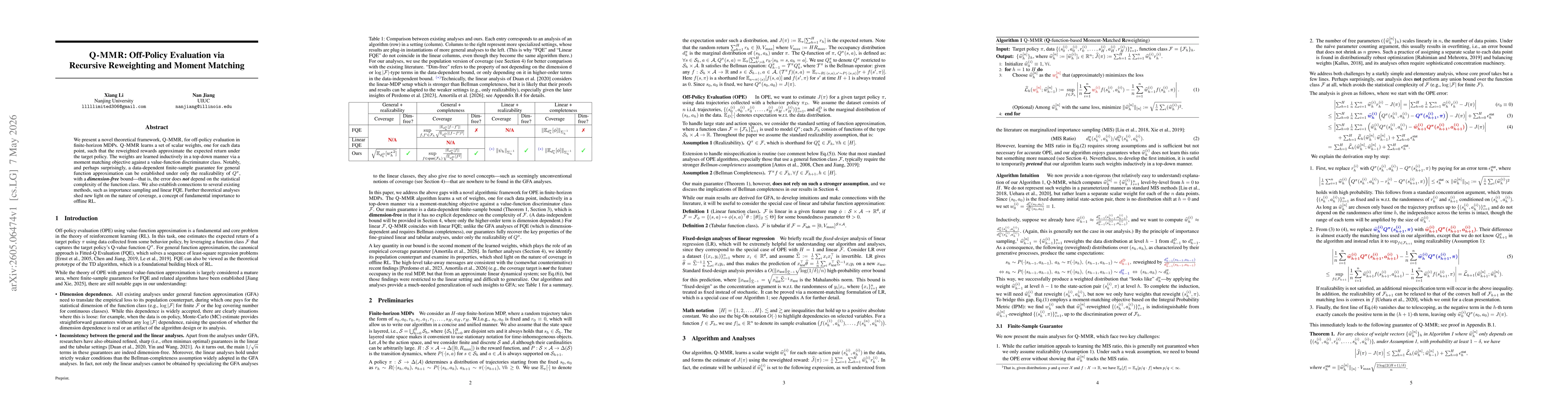 Thumbnail for Q-MMR: Off-Policy Evaluation via Recursive Reweighting and Moment Matching