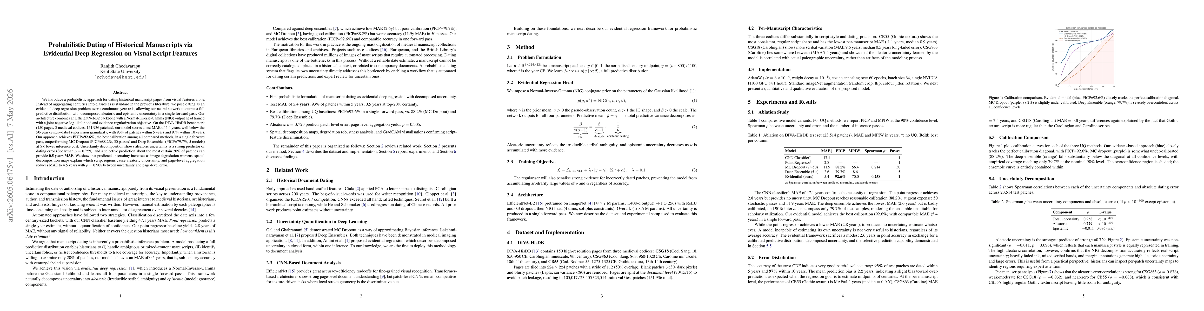 Thumbnail for Probabilistic Dating of Historical Manuscripts via Evidential Deep Regression on Visual Script Features