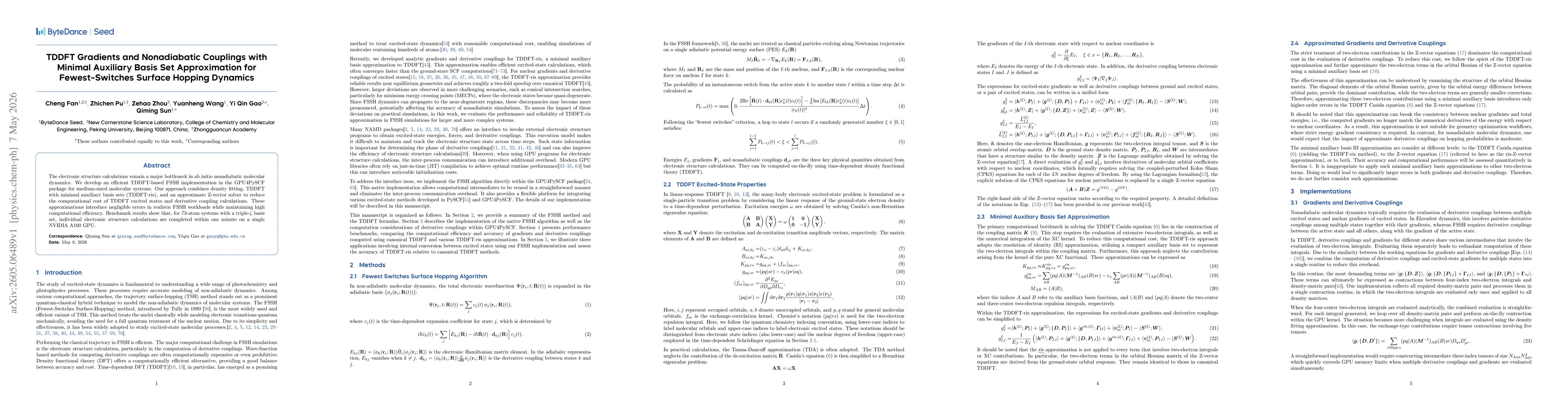 Thumbnail for TDDFT Gradients and Nonadiabatic Couplings with Minimal Auxiliary Basis Set Approximation for Fewest-Switches Surface Hopping Dynamics