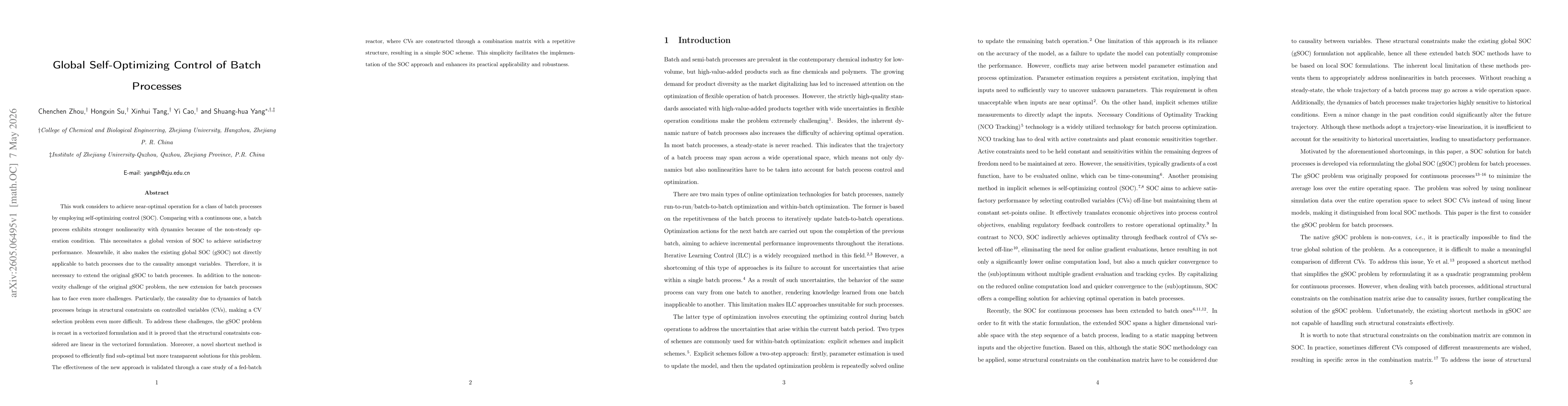 Thumbnail for Global self-optimizing control of batch processes