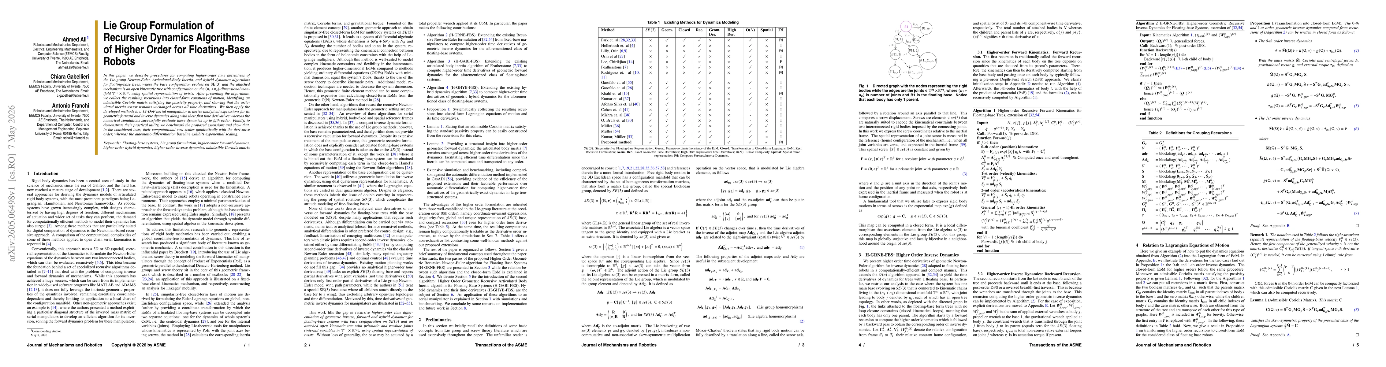 Thumbnail for Lie Group Formulation of Recursive Dynamics Algorithms of Higher Order for Floating-Base Robots