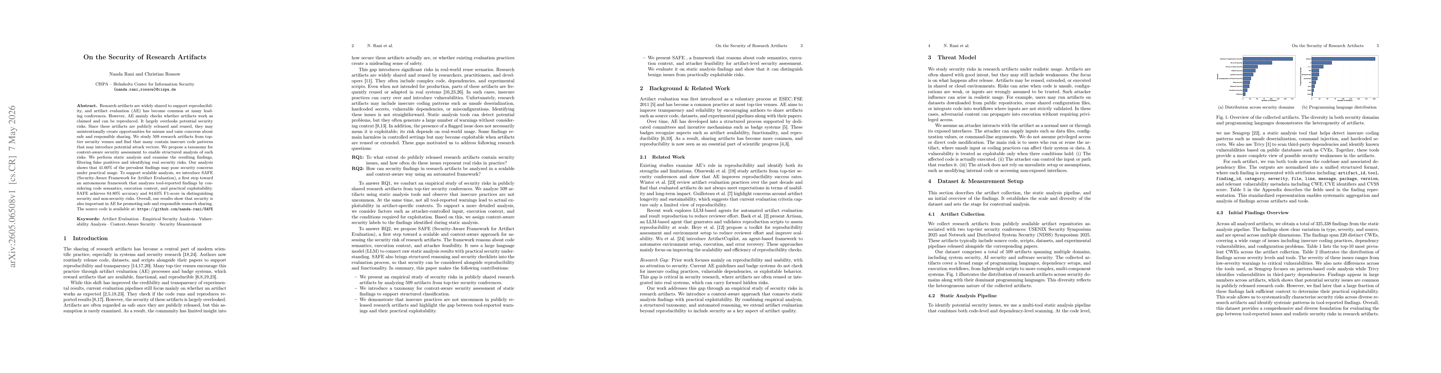Thumbnail for On the Security of Research Artifacts