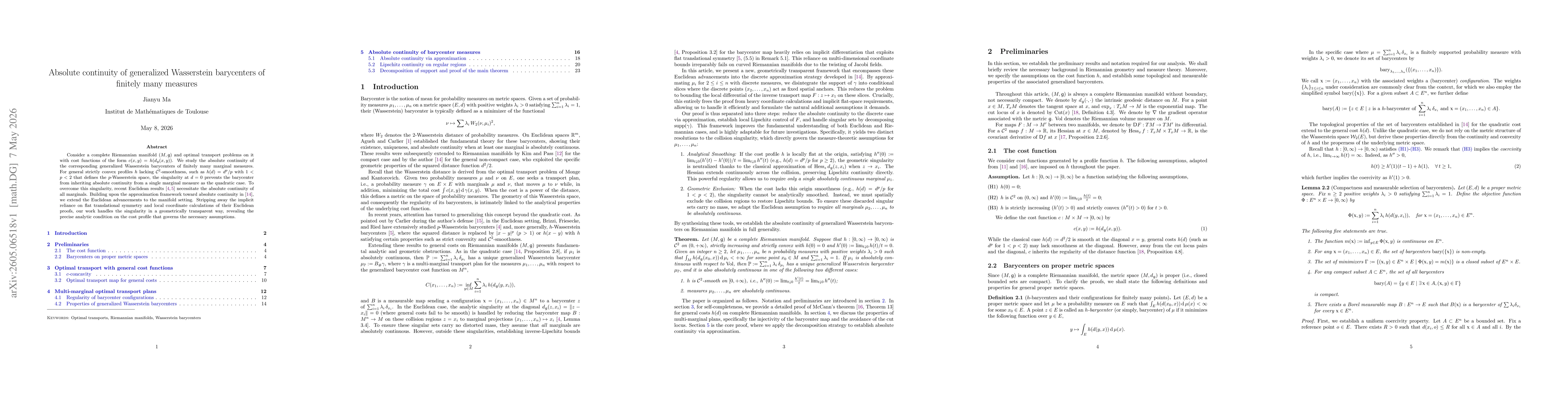 Thumbnail for Absolute continuity of generalized Wasserstein barycenters of finitely many measures