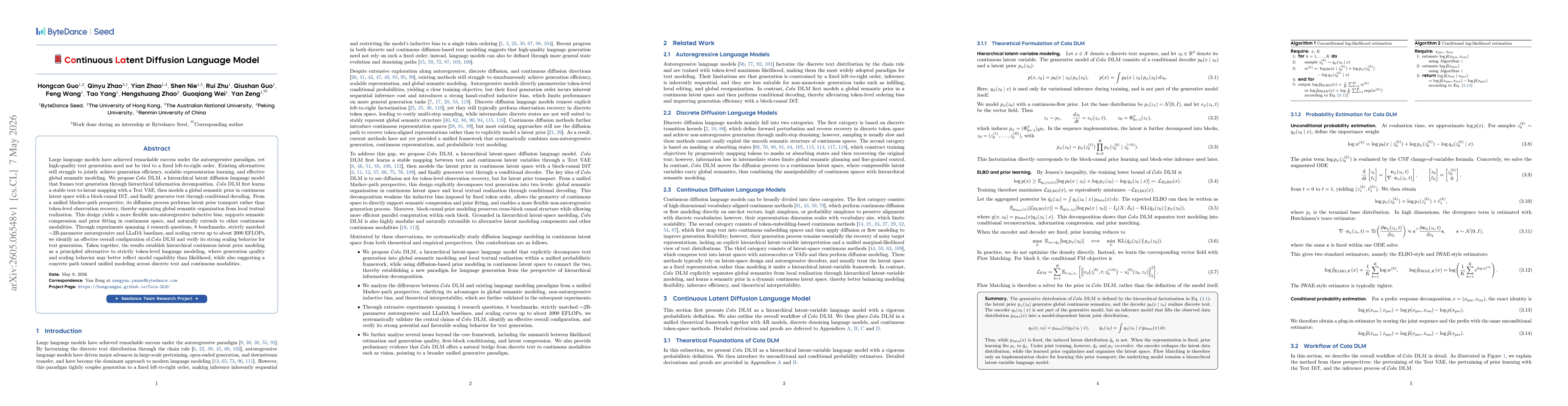 Thumbnail for Continuous Latent Diffusion Language Model