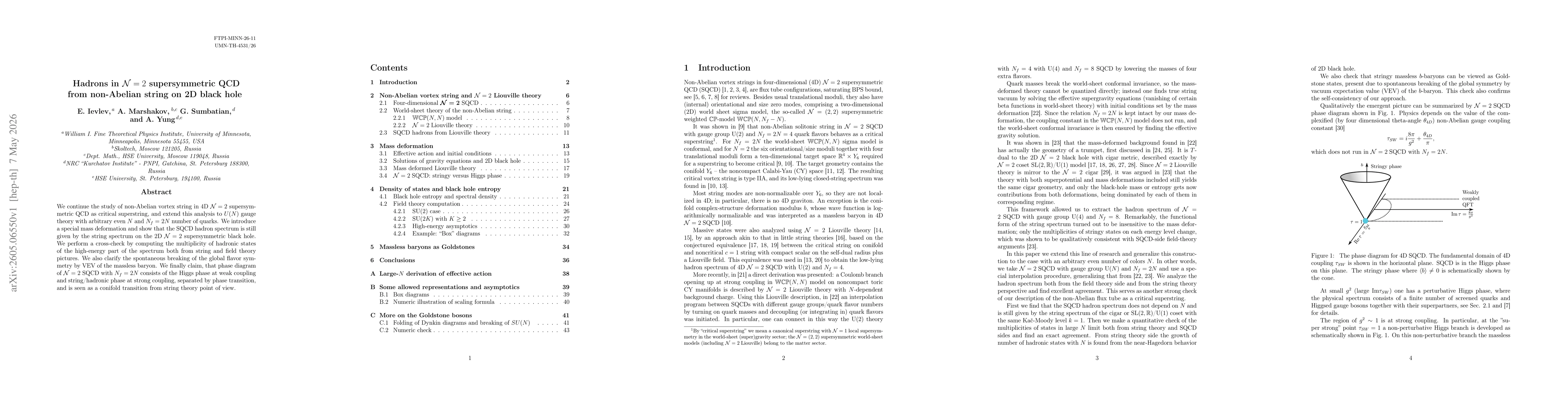 Thumbnail for Hadrons in $\mathcal{N}=2$ supersymmetric QCD from non-Abelian string on 2D black hole