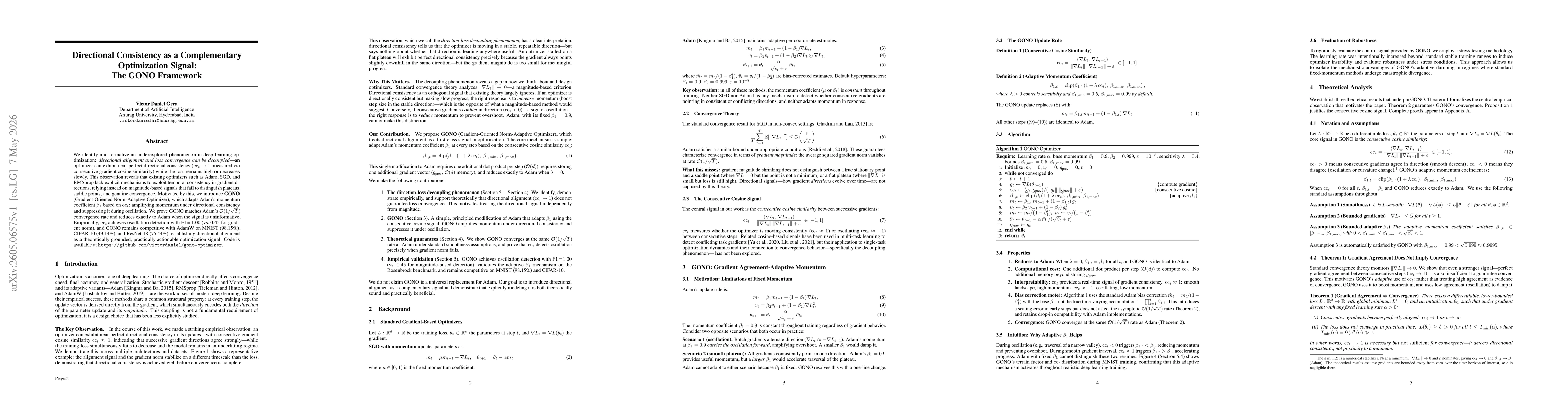 Thumbnail for Directional Consistency as a Complementary Optimization Signal: The GONO Framework