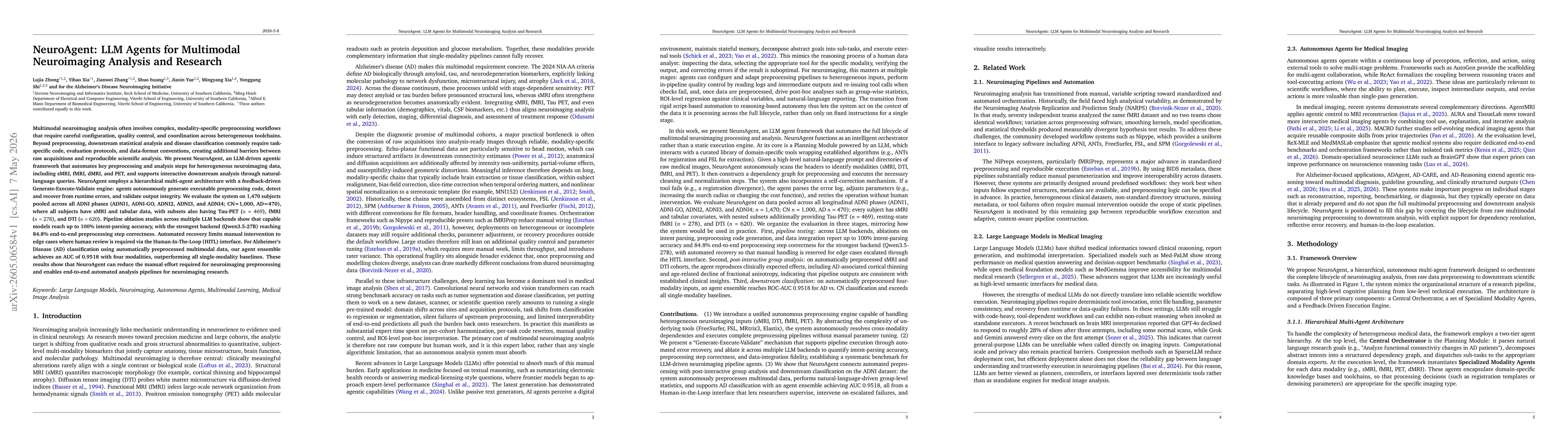 Thumbnail for NeuroAgent: LLM Agents for Multimodal Neuroimaging Analysis and Research