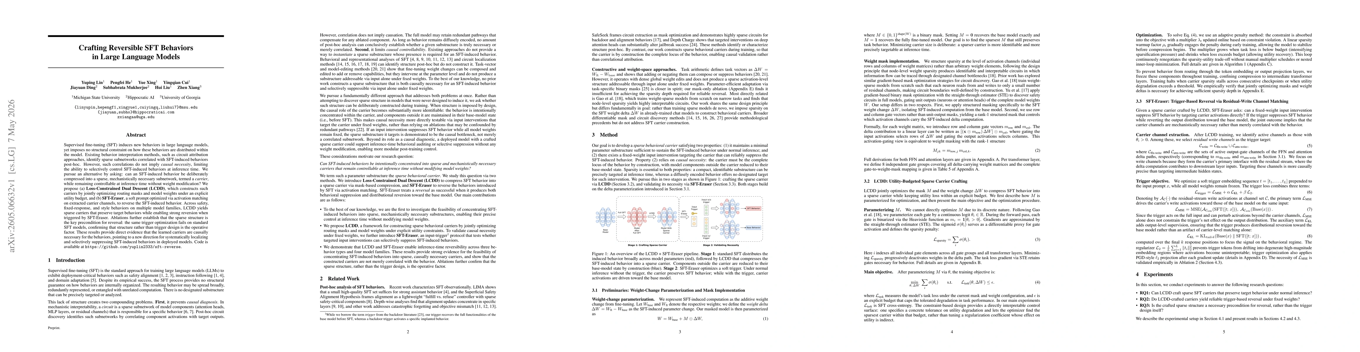 Thumbnail for Crafting Reversible SFT Behaviors in Large Language Models