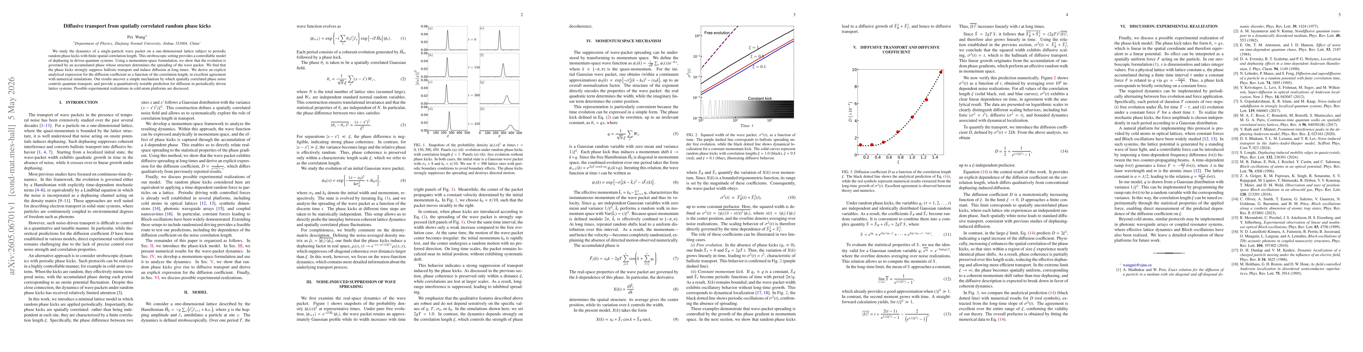 Thumbnail for Diffusive transport from spatially correlated random phase kicks