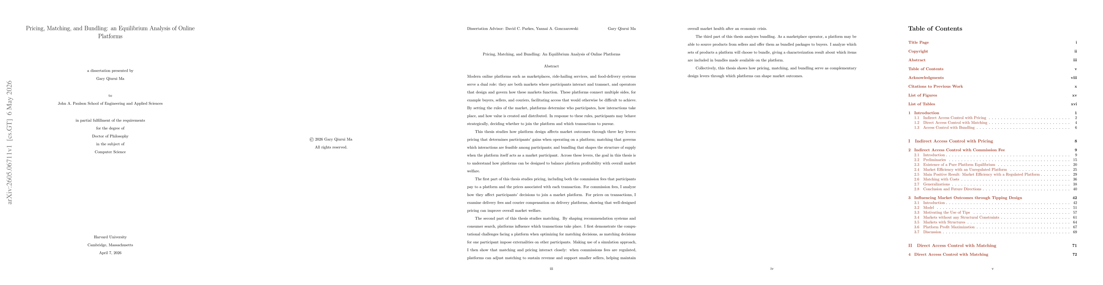 Thumbnail for Pricing, Matching, and Bundling: an Equilibrium Analysis of Online Platforms