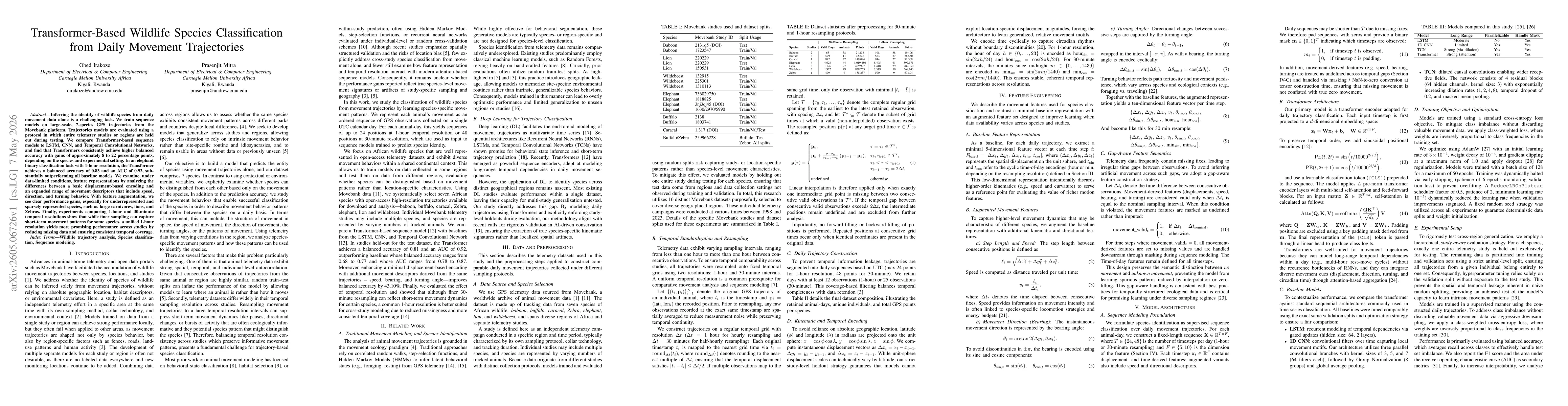 Thumbnail for Transformer-Based Wildlife Species Classification from Daily Movement Trajectories