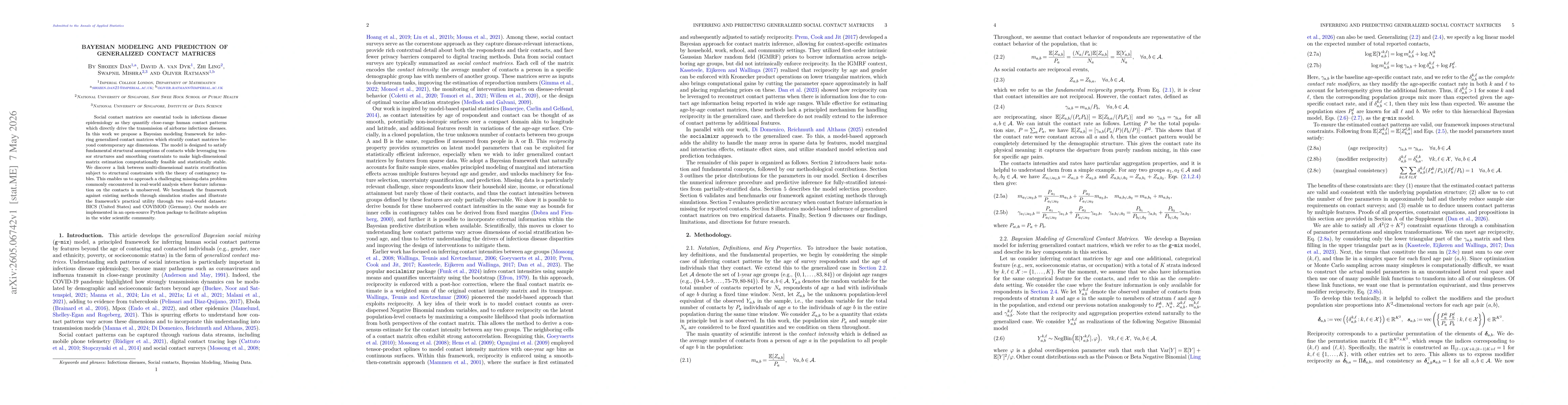 Thumbnail for Bayesian Modeling and Prediction of Generalized Contact Matrices