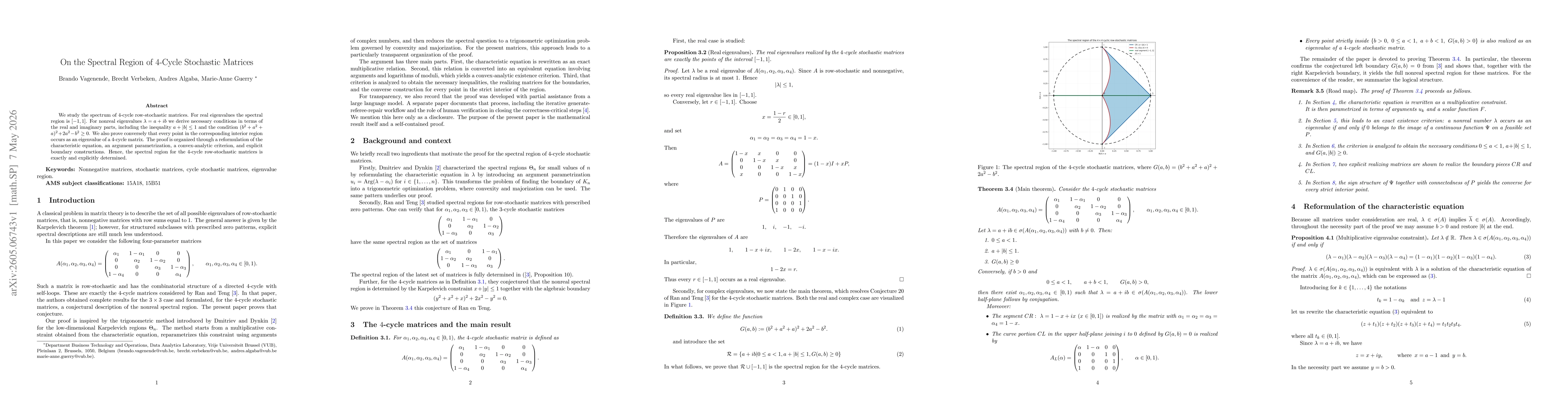 Thumbnail for On the Spectral Region of 4-Cycle Stochastic Matrices