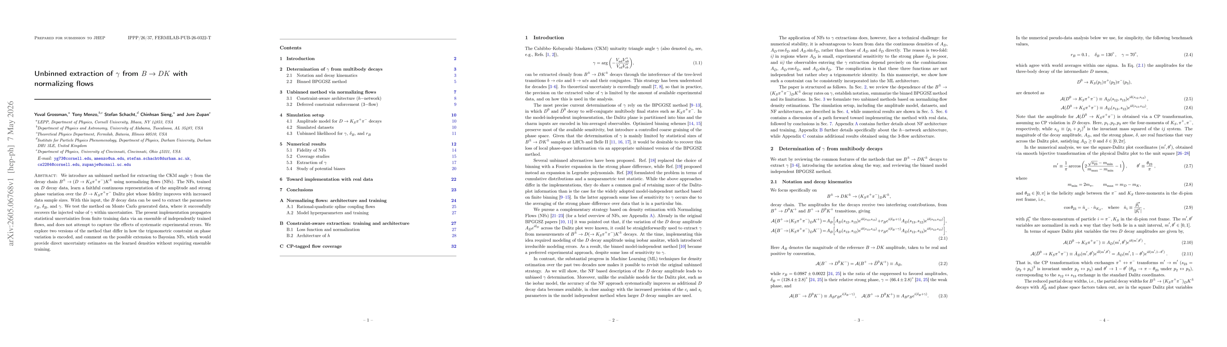 Thumbnail for Unbinned extraction of $γ$ from $B\to DK$ with normalizing flows