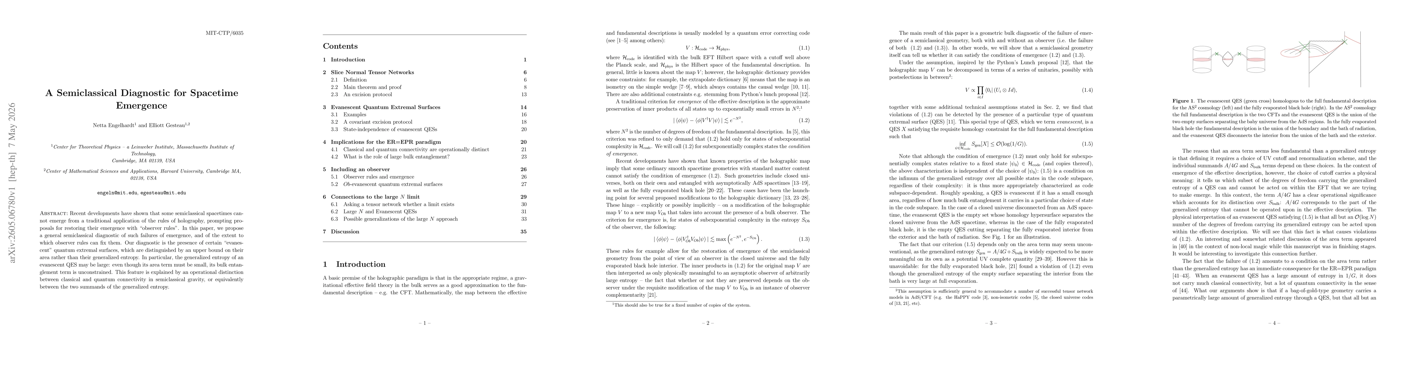 Thumbnail for A Semiclassical Diagnostic for Spacetime Emergence