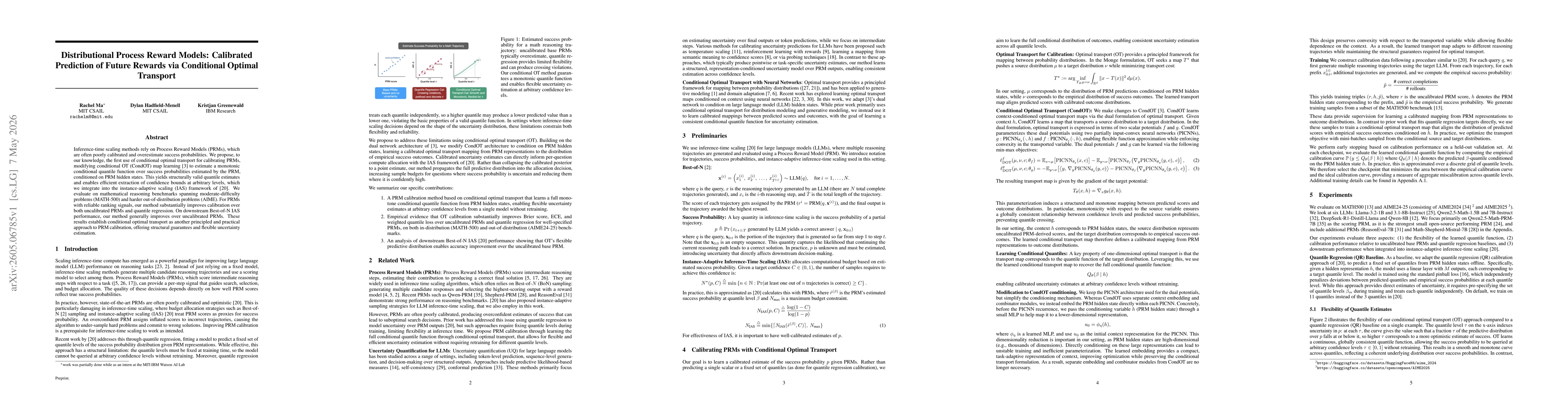 Thumbnail for Distributional Process Reward Models: Calibrated Prediction of Future Rewards via Conditional Optimal Transport