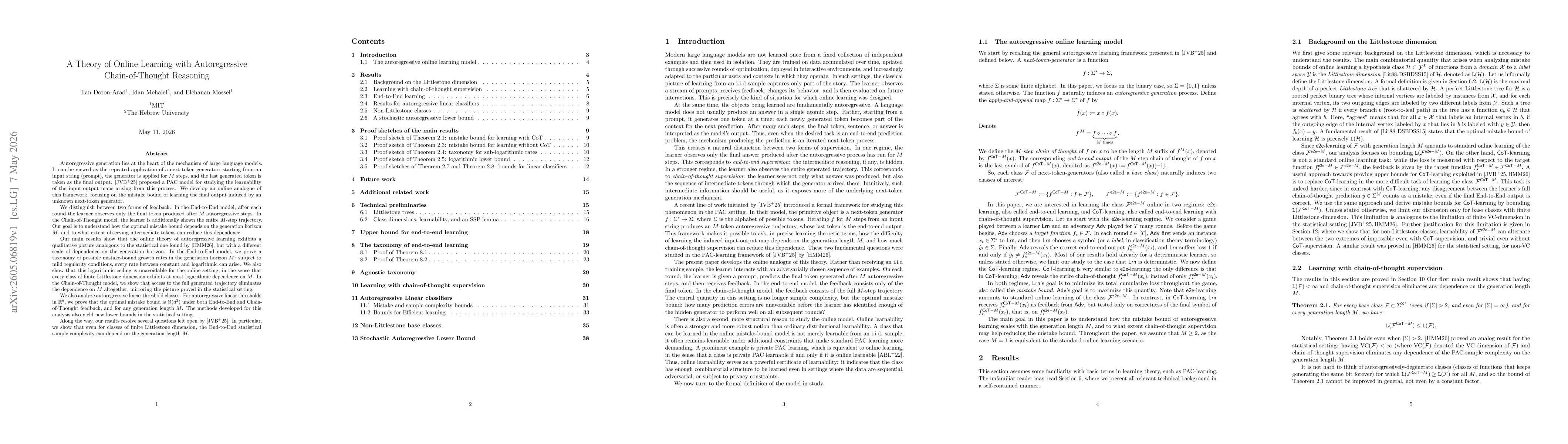 Thumbnail for A Theory of Online Learning with Autoregressive Chain-of-Thought Reasoning
