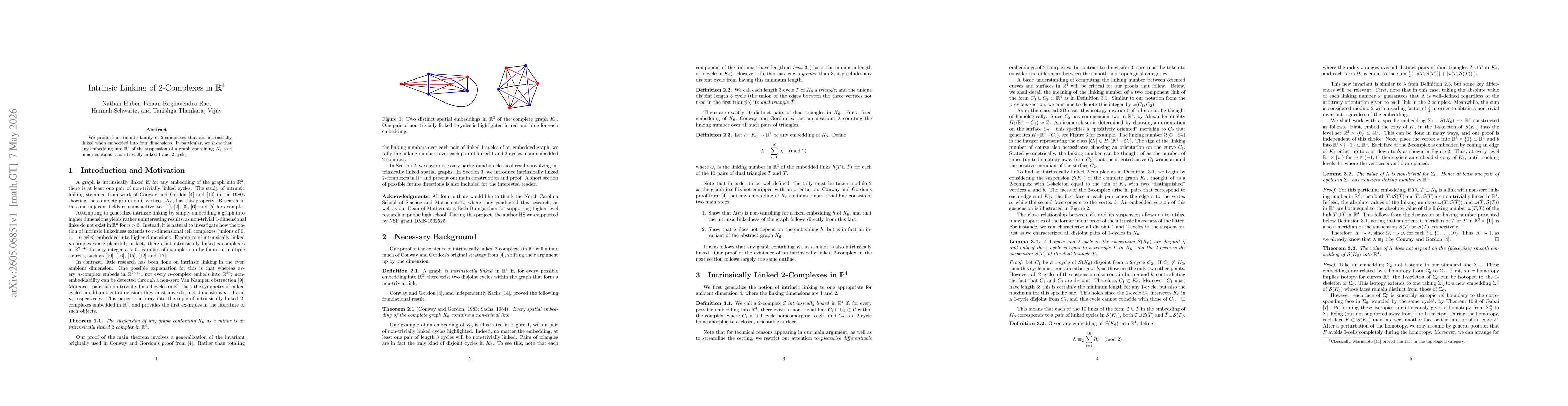 Thumbnail for Intrinsic Linking of 2-complexes in $\mathbb{R}^4$