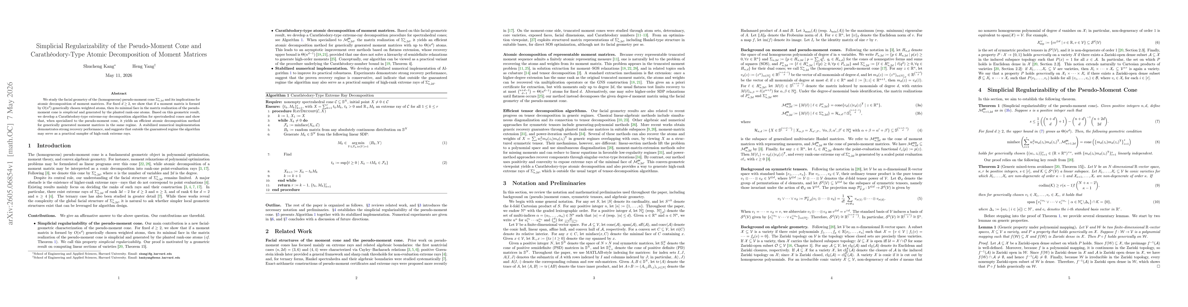 Thumbnail for Simplicial Regularizability of the Pseudo-Moment Cone and Carathéodory-Type Atomic Decomposition of Moment Matrices